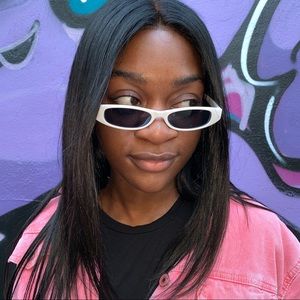 Fashion Mini vintage Rectangle White Sunglasses